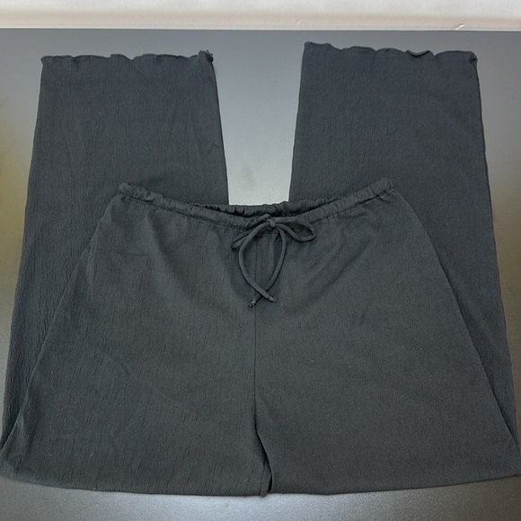 Portocruz Black Gauzy Stretch Drawstring Waist Wide Leg Cover Up Pants Beachy L - Picture 14 of 14